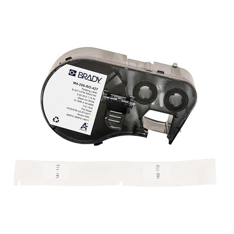 Brady B-427 - Label - for BMP41, BMP51, M511, M410, M510 on Black on White, Clear, 44.45mm (Pack of 110)