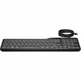 HP 405 Multi-Device Backlit Wired Keyboard (7N7C1UT) - Cable Connectivity - USB Type C, USB Type A Interface - LED - 20 Microphone Mute, Emoji, Language Switch Hot Key(s) - Windows 11, Windows 10, mac