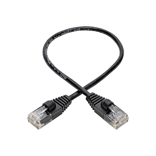 Tripp Lite N261-S01-BK Cat6a Gigabit Snagless Molded Slim UTP Patch Cable Networking M/M Black 1' 1' Black 1-ft.