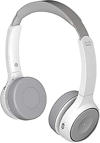 CISCO Headset 730, Wireless Dual On- Ear Bluetooth Headset with Case, USB-A HD Bluetooth Adapter, USB-A 3.5mm Cables, Charging Stand, Platinum, 2-Year Limited Liability Warranty (HS-WL-730-BUNAS-P)