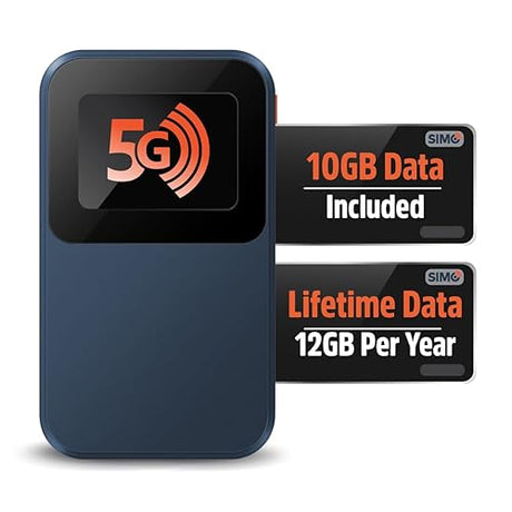 Solis Edge – 5G Hotspot Device, Bundle Includes Lifetime Data (12GB Per Year) and 10GB Global Data, WiFi in 140+ Countries, Access 300+ Mobile Carriers, Portable Internet by SIMO 5G Edge - WiFi 6