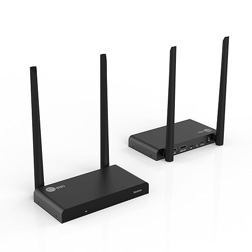 SIIG 492ft 1080p 1x4 Wireless HDMI Extender with IR, HDMI 1.4, HDCP 1.3, 10.2Gbps, Dual Antenna 5G Wireless Transmitter & Receiver Balun Kit, 2T2R MIMO, Loop-Out, up to 4 RXs (CE-H3WE11-S1)