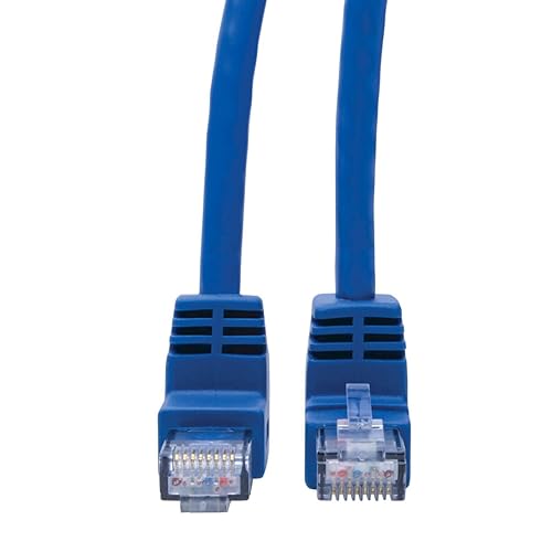 Tripp Lite N204-004-BL-UD Cat6 Utp Patch Cable, Up-Angle Male/Down-Angle Male - 4 ft, Blue - 4 ft Category 6 Network Cable for Network Device, Router, Server, Switch, Printer, Computer, Modem, Photoc
