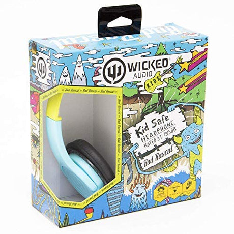 Wicked Audio Rad Rascal The Kid Safe Headphones, Sky Blue and Slime