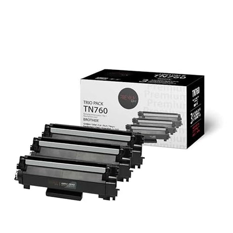 Premium Tone Replacement for Brother TN760 Trio Pack High Yield Black