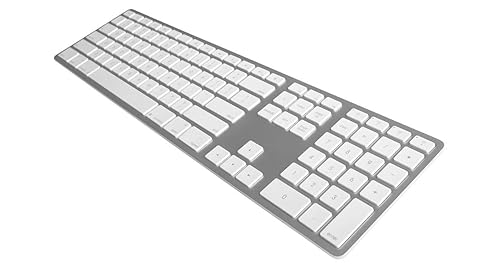 Matias FK418BTS Bluetooth Wireless Aluminum Keyboard with Numeric Keypad and 4-Device Sync - Compatible with Mac, iPhone, iPad, Android and Windows PC (Silver)