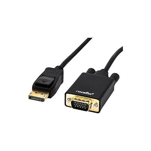 Rocstor Premium 6 Ft Displayport to VGA Cable M/Displayport to VGA Supporting 1920x1200 1080P at 60Hz - DP/VGA Cable - 6 Ft (1.83M) - Gold Platted - 1 X Displayport Digital Audio/Video - 1 X HD15 VGA