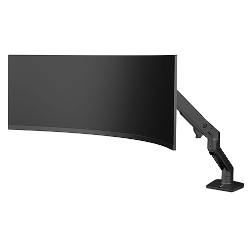 Ergotron - HX VHD Premium Heavy Duty Gaming Monitor Arm, Single Monitor Desk Mount – for 1000R Curved Ultrawide Monitors Up to 57 Inches, 9-14 Inches Depth, VESA 75x75mm or 100x100mm – Matte Black Matte Black VHD Pivot
