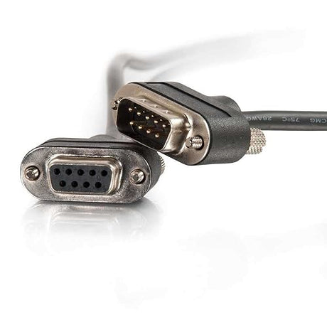 C2G 52160 Serial RS232 DB9 Cable with Low Profile Connectors M/F, in-Wall CMG-Rated, Black (15 Feet, 4.57 Meters)
