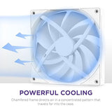 NZXT F140Q, 120mm Quiet Airflow PC Case Fan, Intake or Exhaust, Chamfered Frame for Concentrated Air, Fluid Dynamic Bearings, Low Noise, PWM Control, White