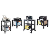 Kantek Height-Adjustable Deskside Printer Cart, Plastic, 3 Shelves, 1 Drawer, 60 lb Capacity, 20 x 13.25 x 24.5, Black Extra Wide 3-Shelf