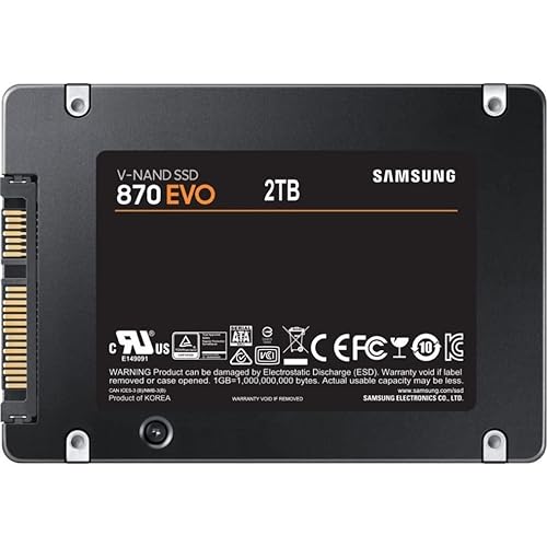 SAMSUNG 870 EVO MZ-77E2T0E 2 TB Solid State Drive - 2.5 Internal - SATA (SATA/600) - Desktop PC, Notebook, Motherboard, Server, Video Recorder Device Supported - 2400 TB TBW - 560 MB/s,Bulk Packaging
