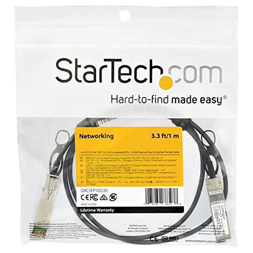 StarTech.com Dell EMC DAC-SFP-10G-1M Compatible 1m 10G SFP+ to SFP+ Direct Attach Cable Twinax - 10GbE SFP+ Copper DAC 10 Gbps Low Power Passive Mini GBIC/Transceiver Module DAC (DACSFP10G1M)