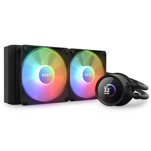 NZXT Kraken 240 RGB - RL-KR240-B1 - 240mm AIO CPU Liquid Cooler - Customizable 1.54" Square LCD Display for Images, Performance Metrics - High-Performance Pump - 2 x F120 RGB Core Fans - Black Kraken RGB 2023 240mm Radiator Black