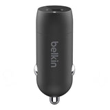 Belkin 20 Watt USB C Car Charger with Fast Charging for Apple iPhone 14, 13, iPad Pro, Samsung Galaxy S22 Ultra & More (Cable Not Included) - Black