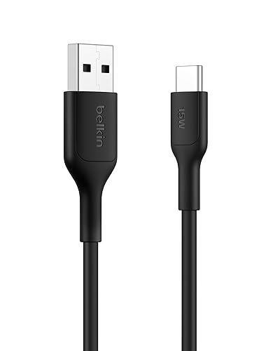 Belkin Eco Braided USB-A to USB-C Cable (3.3ft, 15W) - Soft, Flexible Fast-Charging Cable, Type C Charger Cord for iPhone 16 & 15 Series, Galaxy S25, Pixel 9, iPad Pro, & More - Black (USB 2.0)