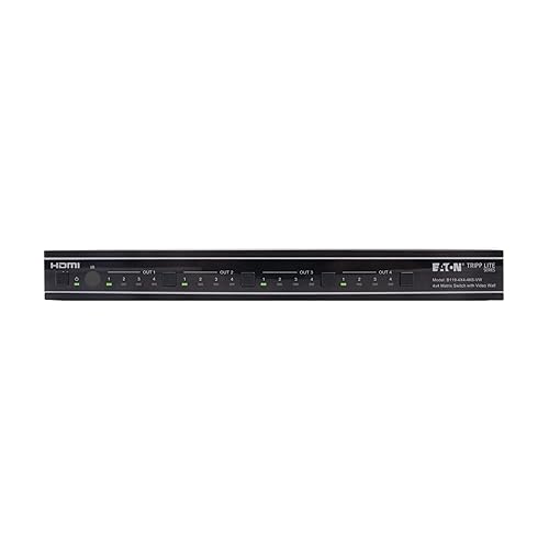 Tripp Lite 4x4 HDMI Matrix Switch Splitter with Video Wall Controller, 4K@60Hz Video, 4 HDMI Inputs, 4 HDMI Outputs, No Software Needed, Multi-Resolution Support, 3-Year Warranty (B119-4X4-4K6-VW)