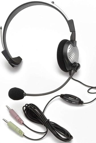 Andrea Communications NC-181M On-Ear Monaural Mobile Headset with Noise-Canceling Microphone, in-Line Volume/Mute Controls, and Single 4-pin Audio Plug TRRS, 3.5mm