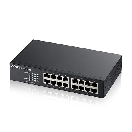 Zyxel 16-Port Gigabit Ethernet Unmanaged Switch - Fanless Design GS1100-16