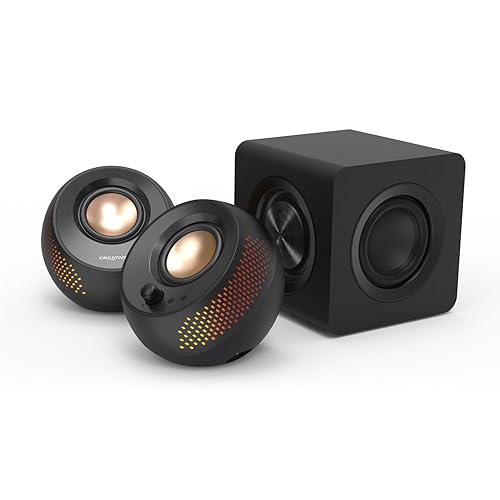 Creative Pebble X Plus 2.1 USB-C Computer Speakers with Subwoofer and Customizable RGB Lighting, Bluetooth 5.3, USB Audio, Up to 15W RMS Power for PC and Mac