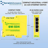 Brainboxes Switch - 4 ports - DIN rail mountable (SW-504)