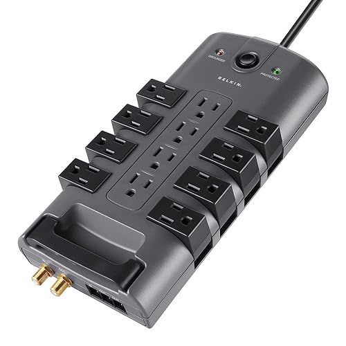 Belkin Surge Protector w/ 8 Rotating & 4 Standard Outlets (Pack of 5) - 8ft Sturdy Extension Cord with Flat Pivot Plug for Home, Office, Travel, & Desktop - Power Strip - 4320 Joules 5 Pack