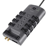 Belkin Surge Protector w/ 8 Rotating & 4 Standard Outlets (Pack of 5) - 8ft Sturdy Extension Cord with Flat Pivot Plug for Home, Office, Travel, & Desktop - Power Strip - 4320 Joules 5 Pack
