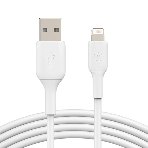 Belkin Lightning Cable (Boost Charge Lightning to USB Cable for iPhone, iPad, AirPods) MFi-Certified iPhone Charging Cable, 3ft/1m, White (CAA001bt1MWH) PVC 3.3 FT White