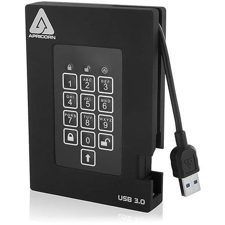 Apricorn Aegis Fortress FIPS 140-2 Level 2 Validated 500GB 256-Bit Encrypted USB 3 Hard Drive (A25-3PL256-500F) 500 GB