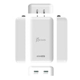 j5create 65W GaN Slim PD USB-C 2-Port Charger, White, JUP2465