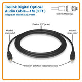 Tripp Lite Toslink Digital Optical SPDIF Audio Cable, 1M (3-Feet) (A102-01M) 1 meter