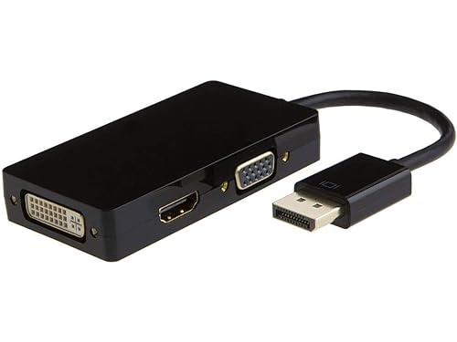Axiom 3N1DP2HVDK-AX 3-in-1 DISPLAYPORT to HDMI, VGA and DVI Video Adapter - Black
