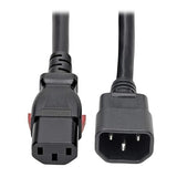 Tripp Lite Computer Power Cord Extension (C14 to C13 Power Cord), Heavy Duty, Locking C13 Connector, 15A, 100-250V, 14AWG, 6 ft. (P005-L06)