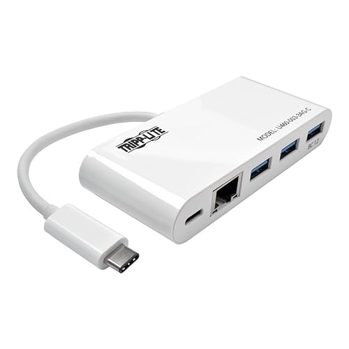 Tripp Lite 3-Port USB-C hub w/GbE, USB-C Charging USB Type C USB 3.1 Hub