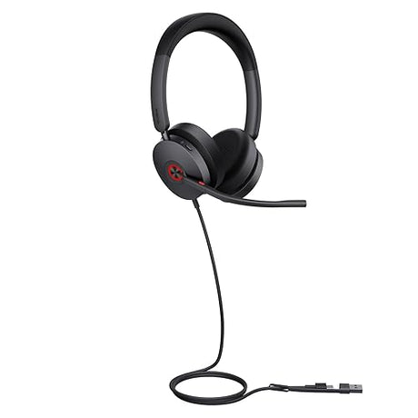 Yealink UH48 ANC USB Headset with Microphone, Active Noise Cancelling Wired Headphones for PC Computer, Works with Zoom Teams and Other Call Platforms, USB-A or USB-C Connectivity, Mute Button