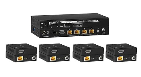 KanexPro HDMI® 1x4 Distribution Amplifier Over CAT5e/6 Outputs and PoC 60M