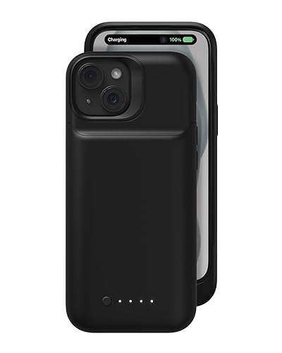 Mophie Juice Pack iPhone 15 Battery Case - Legendary Power & Protection - Up to 50% Extra Battery, 6ft Drop Safety, Eco-Friendly Design, Black
