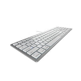 Cherry KC 6000 C Slim Keyboard Made with Mac Layout. Scissor Tech Typing for Near Silent. Alternative to Magic Keyboards. USB-C Wired. US Layout White and Silver.