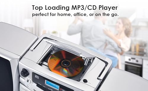 Supersonic SC-2121BT Bluetooth Entertainment Audio System, Bluetooth 5.0, op Loading MP3/CD Player, AM/FM Radio, USB Input, Double Cassette Recorder, High-Performance Detachable Speakers, AC/DC