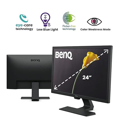 24 inch Height Adjustable Eye-Care Monitor |Full HD | Ultra-Slim Bezel | Gray | GW2480T 24 Inch 60 Hz | FHD | IPS Essential Low Blue Light | Flicker-free Technology | Height Adjustable