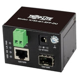 Tripp Lite Industrial Heavy-Duty Network Copper Ethernet to Fiber Optic Unmanaged SFP Transceiver Media Converter Extender, SFP to RJ45, 10/100/1000 Mbps, DC Power, 2-Year Warranty (N785-I01-SFP-DU) Industrial Housing Unmanaged SFP / DC Variable