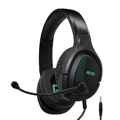 Avid AVIGA™ AP-1000 Gaming Headset, Flip-to-Mute Microphone, Plush Cushion Headband and Over-Ear Cups, 50mm Driver, for PC, Xbox, PS4/5, Mobile, 3.5mm Audio Jack - Black Single