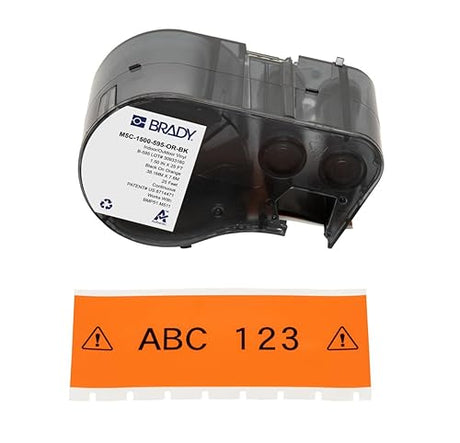 Brady Vinyl Label Tape for Label Printer BMP51/BMP53/M511 - Self Adhesive Printer Labels - Black on Orange (38,10 mm (W) x 7,62 m (L)) - M5C-1500-595-OR-BK Vinyl Black on Orange 38,10 mm (W) x 7,62 m (L)