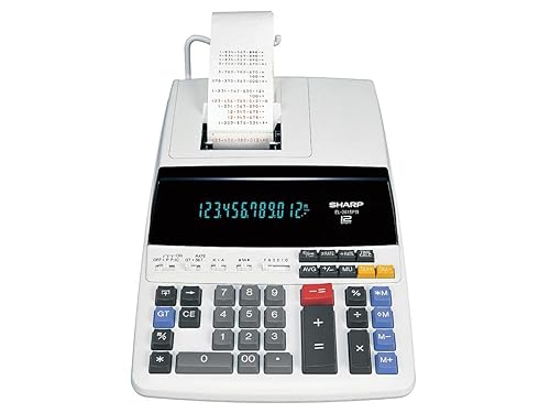 Sharp SHREL2615PIII Printing Calculator, 12-Digit, with Fluorescent Display, 8-7/10x13x1