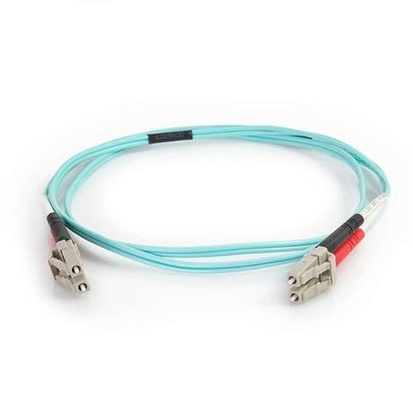 C2G 01141 OM4 Fiber Optic Cable - LC-LC 50/125 Duplex Multimode PVC Fiber Cable, Aqua (98.4 Feet, 30 Meters)