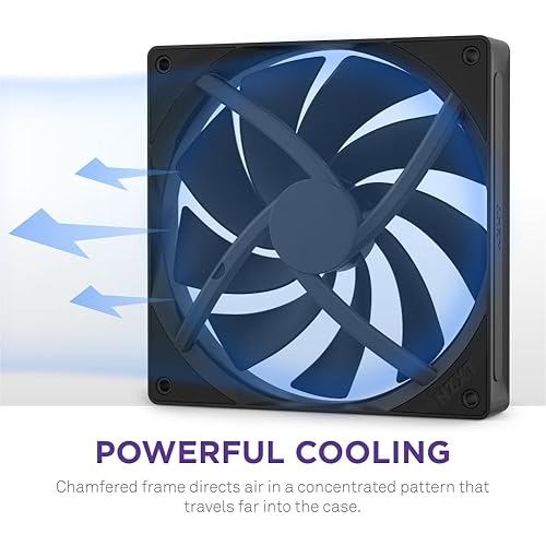 NZXT F140Q, 120mm Quiet Airflow PC Case Fan, Intake or Exhaust, Chamfered Frame for Concentrated Air, Fluid Dynamic Bearings, Low Noise, PWM Control, Black