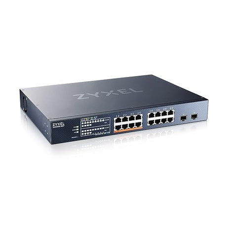 Zyxel 16-Port 2.5 Multi-Gig Switch | Cloud/Smart managed | PoE++ @180W | 8 x PoE++ (60W) | 2 x 10G SFP+ | Rack mount [XMG1915-18EP] 16-Port | SPF+ | 180W PoE++