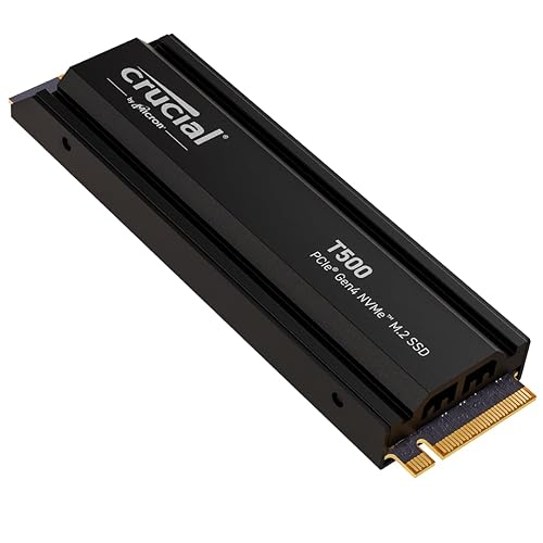 Crucial T500 2TB Gen4 NVMe M.2 Internal Gaming SSD with Heatsink, Up to 7400MB/s, Playstation 5 Compatible + 1mo Adobe CC All Apps- CT2000T500SSD5 2TB T500 W/Heatsink