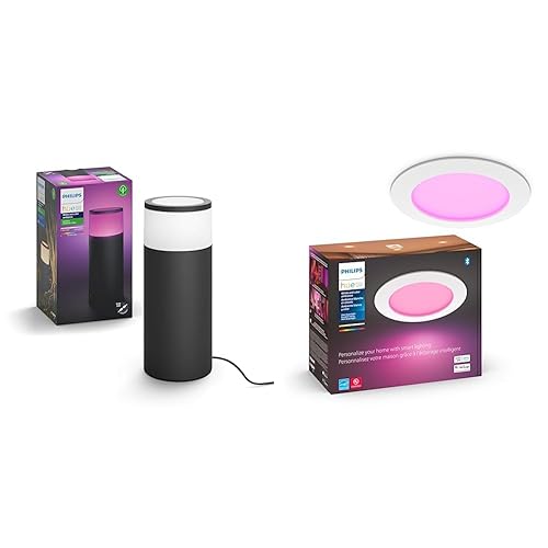 Philips Hue White and Color Ambiance Calla Outdoor Light Extension & Slim 6" Downlight, White and Color LED Smart Light (Bluetooth Compatible), 1-Pack Calla Extension + Light