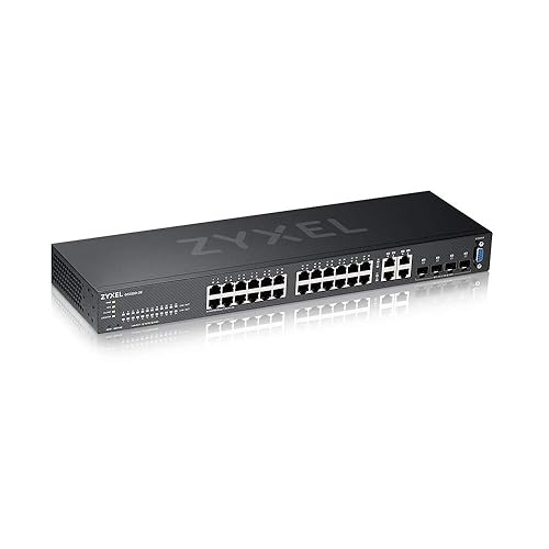 ZyXel 24-Port Gigabit Ethernet Layer 2 Managed Switch - Fanless Design with 4 Gigabit Combo Ports and Hybrid Cloud Mode [Gs2220-28]